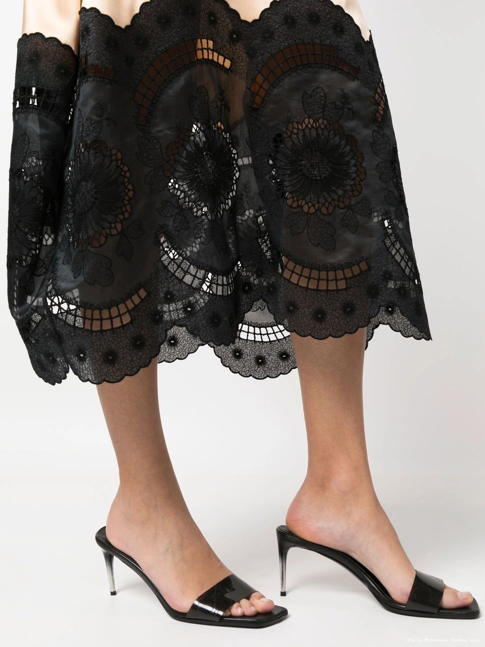 Affordable cotton-linen Women skirt McCartney Stella broderie-anglais midi 0729